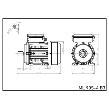 Silnik elektryczny jednofazowy 1,1kW 1400 obr/min. 90 B3